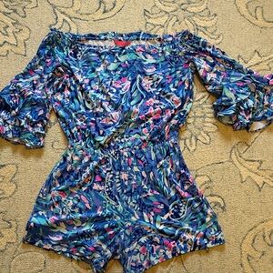 Lilly Pulitzer Blue and Pink Floral Romper